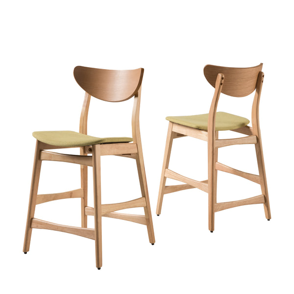 Gdf Studio Molle Oak Finish Mid Century Design 24-Inch Counter Stools (Set Of 2)