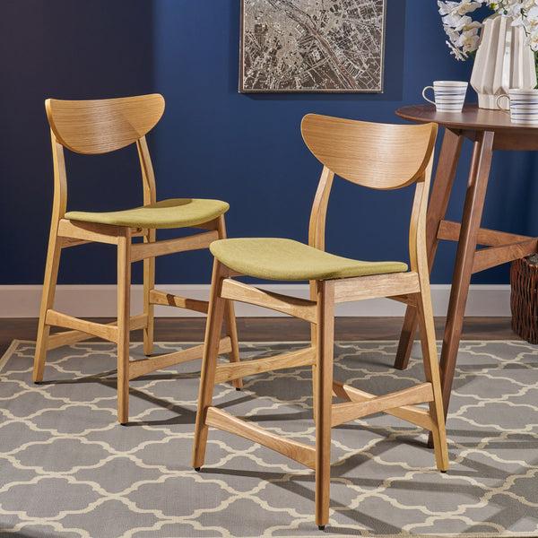 Gdf Studio Molle Oak Finish Mid Century Design 24-Inch Counter Stools (Set Of 2)