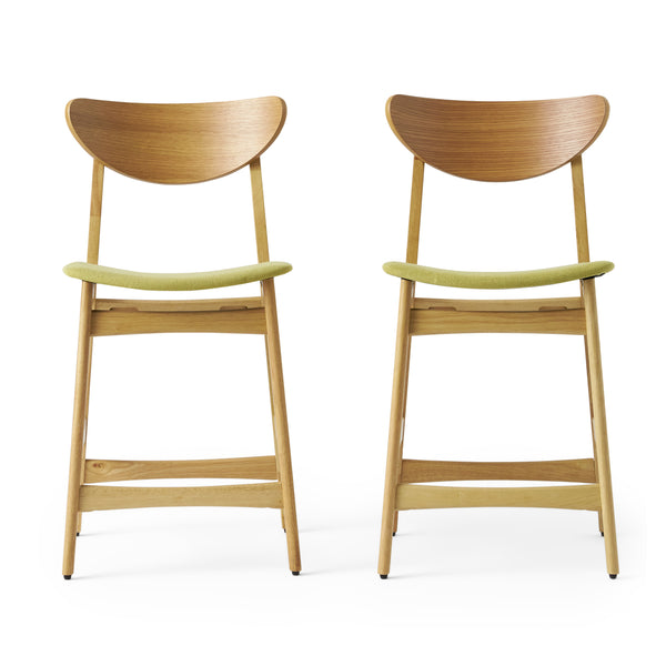 Gdf Studio Molle Oak Finish Mid Century Design 24-Inch Counter Stools (Set Of 2)