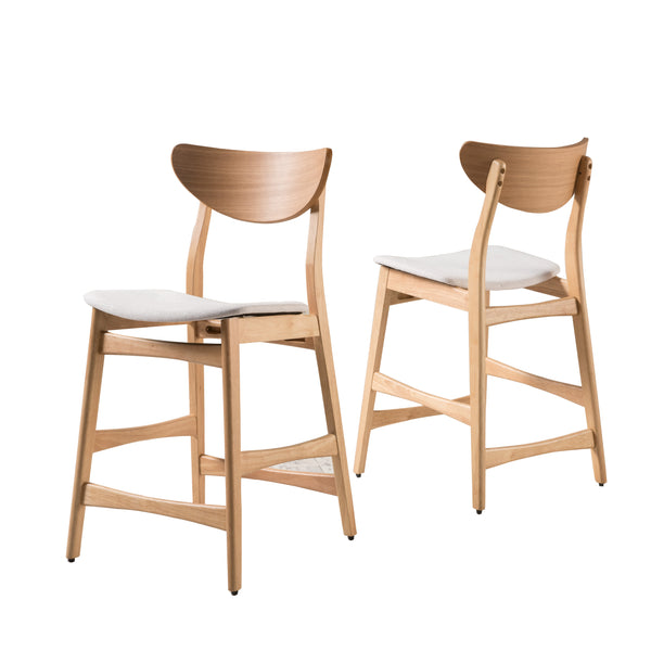 gdf studio Molle Oak Finish Mid Century Design 24-Inch Counter Stools (Set of 2)