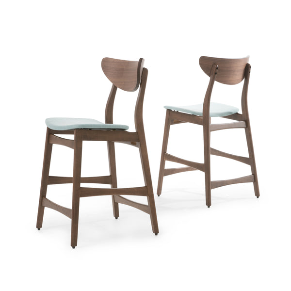 Gdf Studio Molle Walnut Finish Mid-Century Modern 24-Inch Counter Stools (Set Of 2)