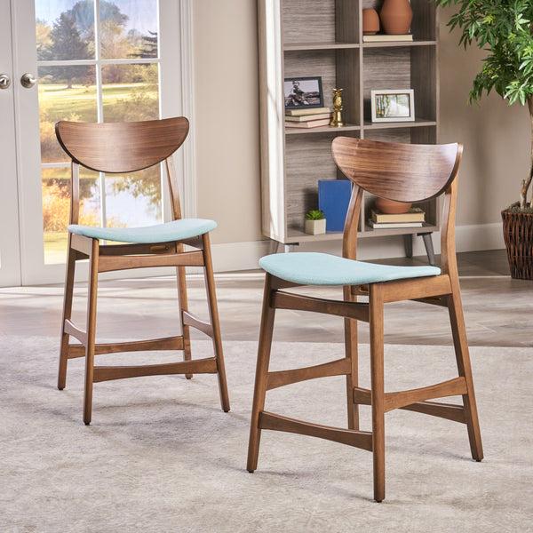 gdf studio Molle Walnut Finish Mid-Century Modern 24-Inch Counter Stools (Set of 2)