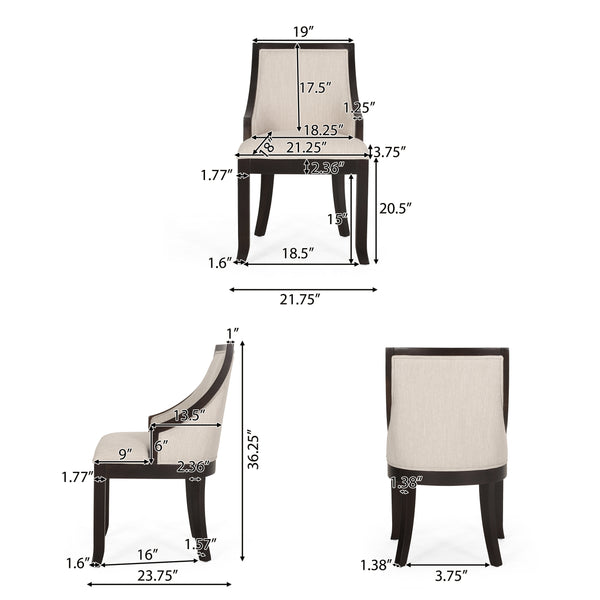 Gdf Studio Monita Contemporary Upholstered Birch Wood Dining Chairs Set Of 2