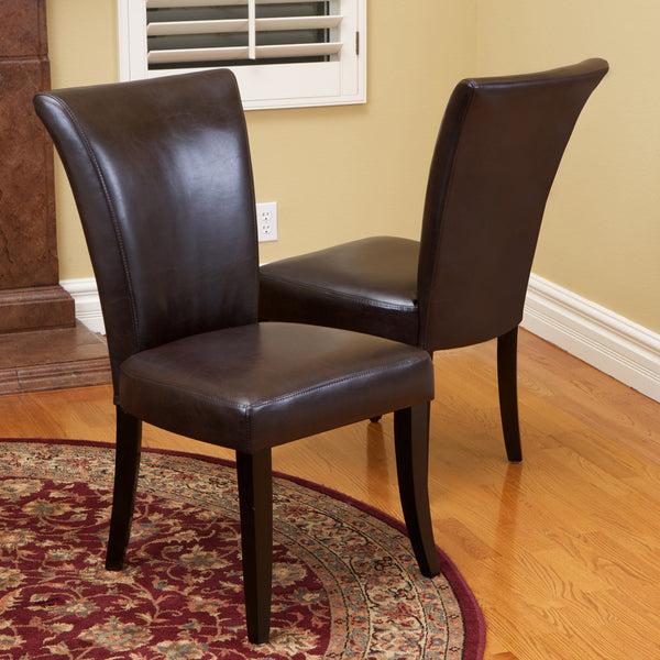 Gdf Studio Monroe Brown Leather Dining Chairs (Set Of 2)