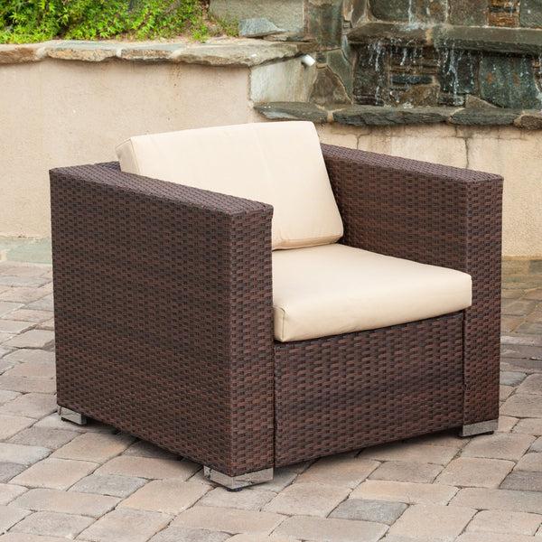 Gdf Studio Montague Outdoor 4-Piece Brown Wicker Sofa Set With Storage Ottoman Table