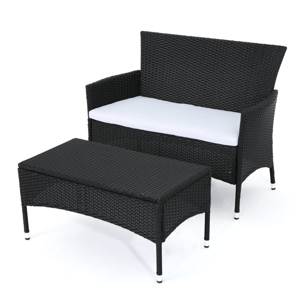 gdf studio Montague Outdoor Wicker Loveseat and Coffee Table Set