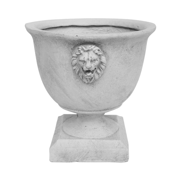 Gdf Studio Montana Chalice Garden Urn Planter Roman Lionhead Accents Lightweight Concrete