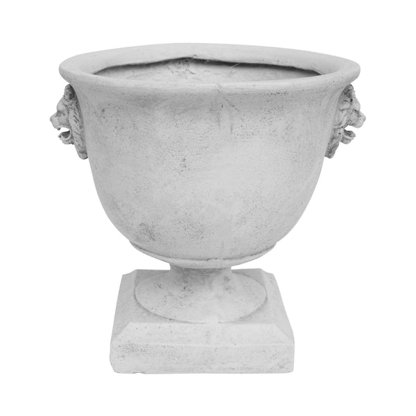 gdf studio Montana Chalice Garden Urn Planter Roman Lionhead Accents Lightweight Concrete