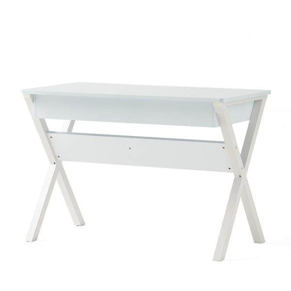 Gdf Studio Monte Farmhouse Matte White Faux Wood Office Desk With Drawer