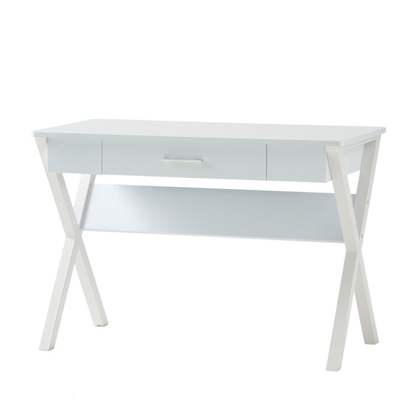 gdf studio Monte Farmhouse Matte White Faux Wood Office Desk with Drawer