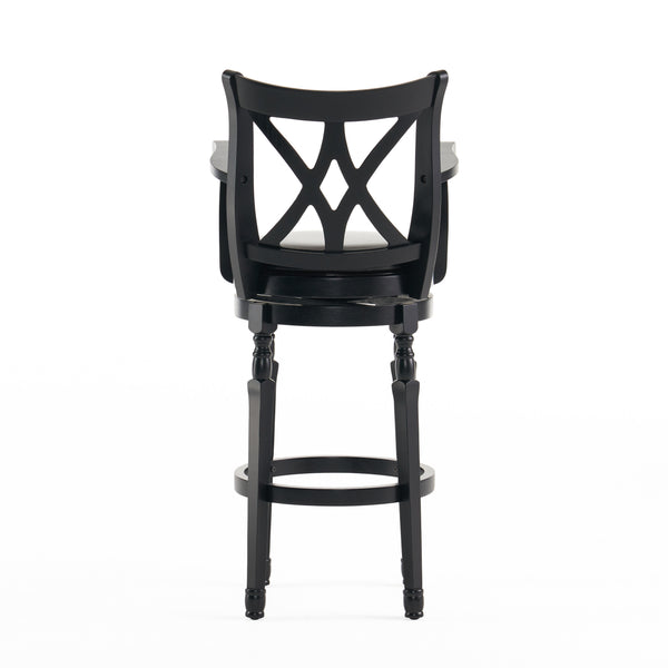 Gdf Studio Montreal Farmhouse Black Bonded Leather Swivel Barstool With Arms