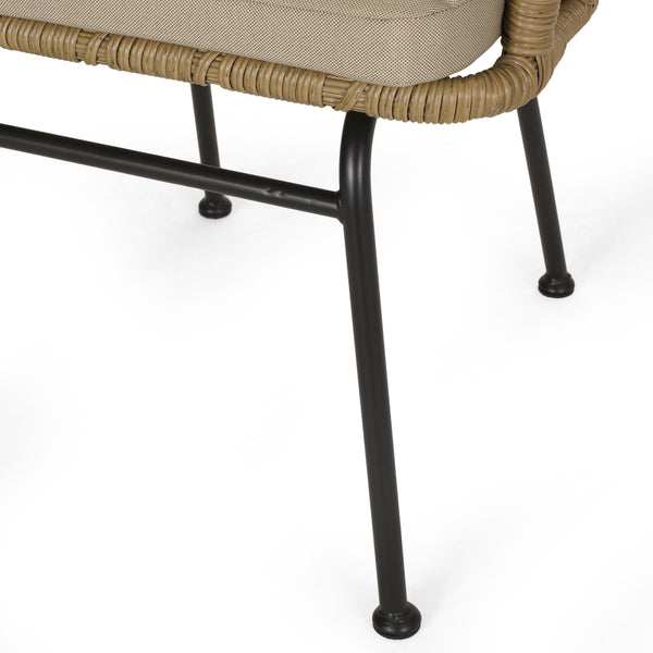 Gdf Studio Monture Outdoor Wicker 2 Seater Chat Set Light Brown And Beige