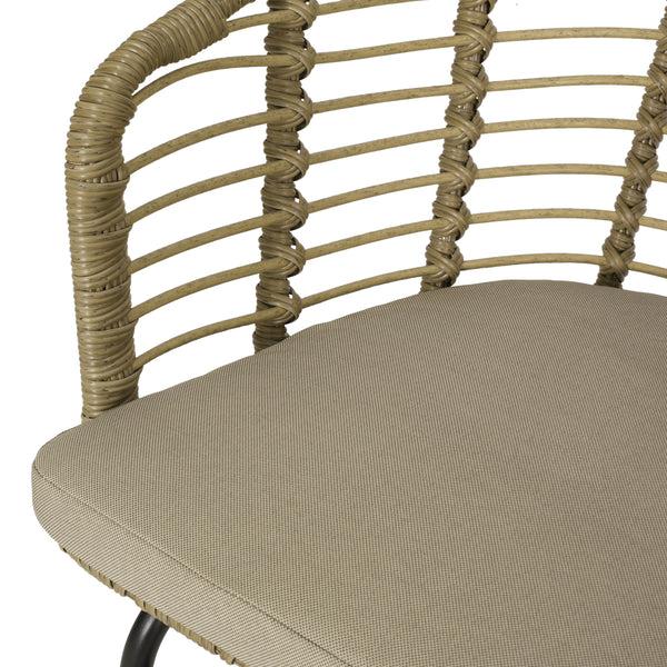 Gdf Studio Monture Outdoor Wicker Chair With Water Resistant Cushion Set Of 2 Light Brown And Beige