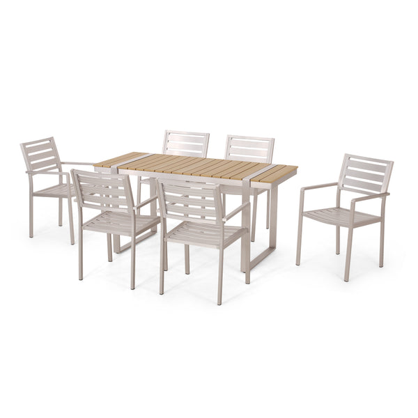 Gdf Studio Mora Outdoor 7 Piece Aluminum Dining Set