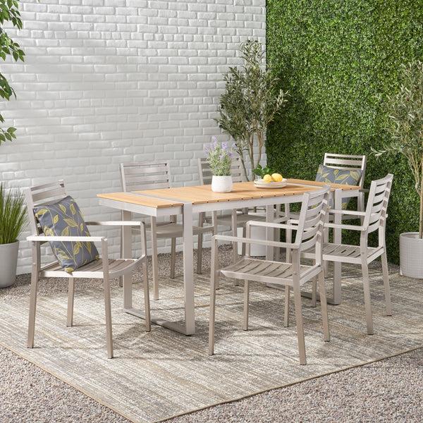 gdf studio Mora Outdoor 7 Piece Aluminum Dining Set