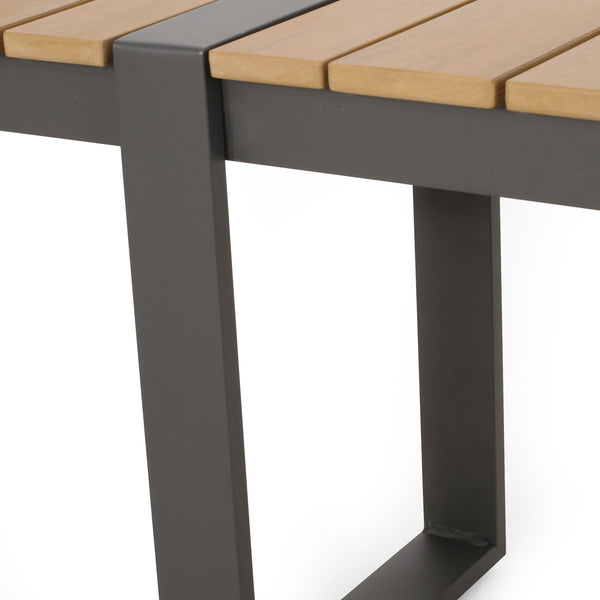 Gdf Studio Mora Outdoor Faux Wood And Aluminum Dining Bench