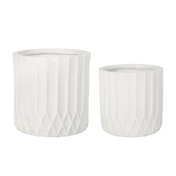 gdf studio Morelos Outdoor Medium and Large Cast Stone Planter Set Antique White
