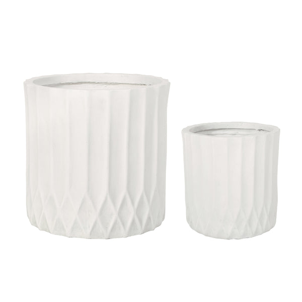 gdf studio Morelos Outdoor Small and Large Cast Stone Planter Set Antique White