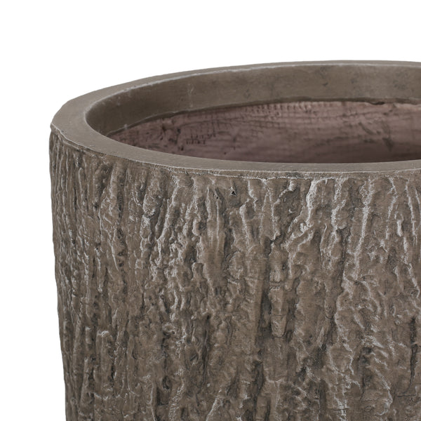 Gdf Studio Moreno Outdoor Medium And Large Cast Stone Planter Set Brown Wood