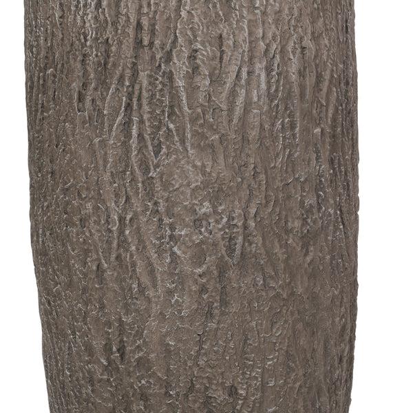 Gdf Studio Moreno Outdoor Medium And Large Cast Stone Planter Set Brown Wood