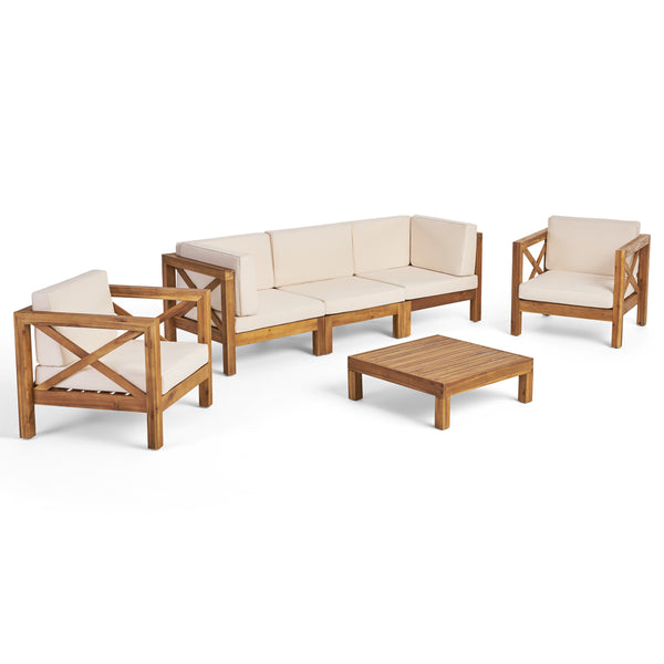 gdf studio Morgan Outdoor 5 Seater Acacia Wood Sofa Chat Set