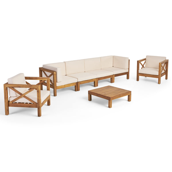 gdf studio Morgan Outdoor 6 Seater Acacia Wood Sofa Chat Set