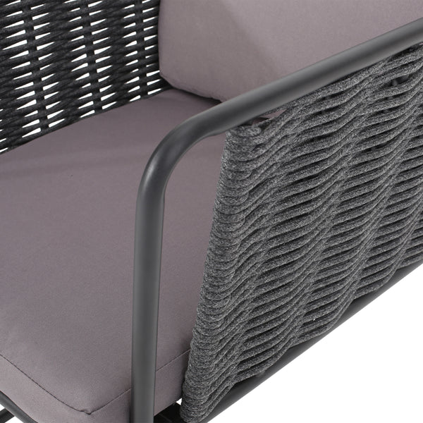 Gdf Studio Morocco Modern Outdoor Rope Weave Chat Set With Side Table