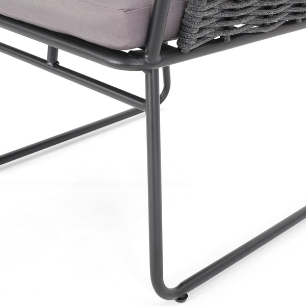 Gdf Studio Morocco Modern Outdoor Rope Weave Chat Set With Side Table