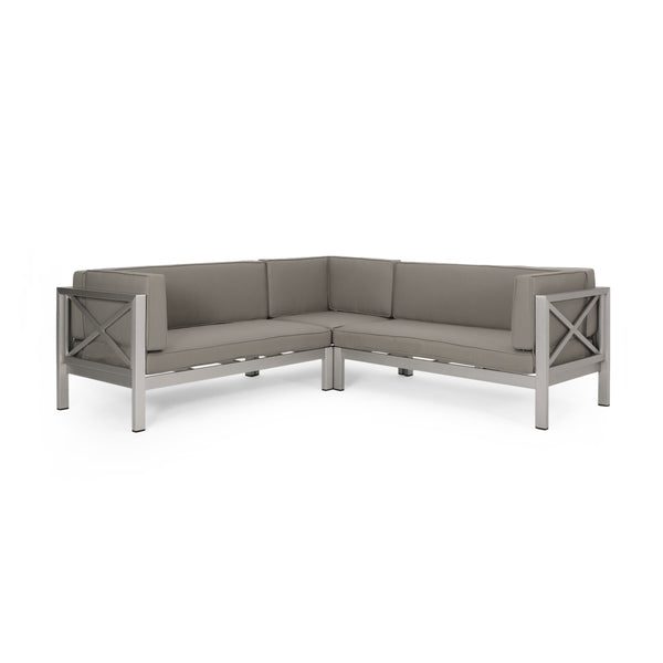 gdf studio Morocco Vista Outdoor Modern 5 Seater V-Shaped Sectional Sofa Set