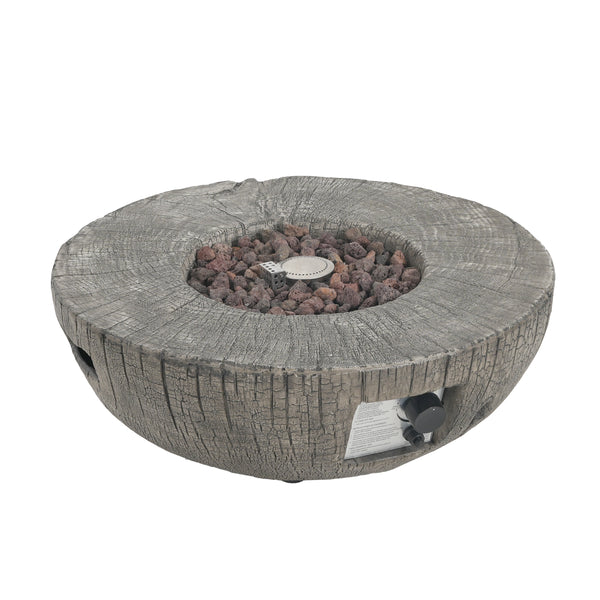Gdf Studio Morvyn Outdoor Fire Pit & Side Table Set – 30 000 BTU Propane Fire Pit + 16x20" Tank Holder Light Grey