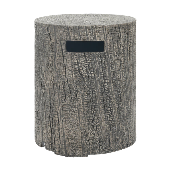 gdf studio Morvyn Outdoor Fire Pit & Side Table Set – 30 000 BTU Propane Fire Pit + 16x20" Tank Holder Light Grey