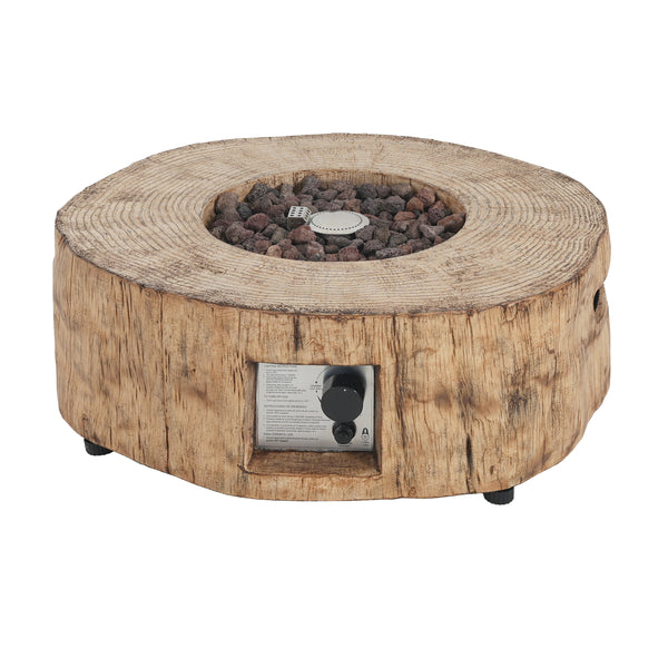 gdf studio Morvyn Outdoor Fire Pit & Side Table Set – 30 000BTU Propane Fire Pit + 16x20" Tank Holder Brown