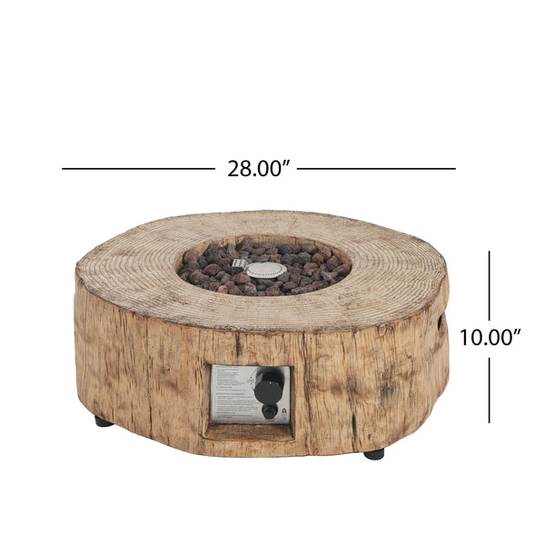 Gdf Studio Morvyn Outdoor Fire Pit & Side Table Set Brown