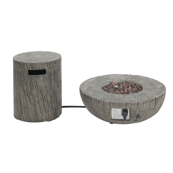 gdf studio Morvyn Outdoor Fire Pit & Side Table Set Light Grey