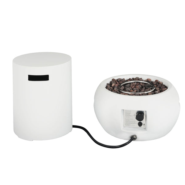 gdf studio Morvyn Outdoor Fire Pit & Side Tank Holder Set White