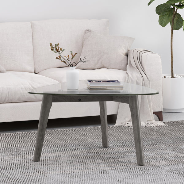 gdf studio Mosier Mid-Century Modern Coffee Table with Glass Top