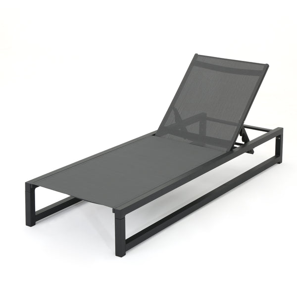 gdf studio Mottetta Outdoor Finished Aluminum Framed Chaise Lounge with Mesh Body