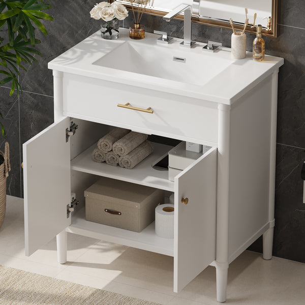 Gdf Studio MuKi 31" Bathroom Vanity With Sink Bathroom Cabinet With Soft Close Doors And Adjustable Shelf
