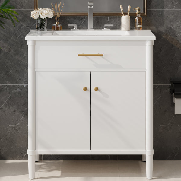 gdf studio MuKi 31" Bathroom Vanity with Sink Bathroom Cabinet with Soft Close Doors and Adjustable Shelf