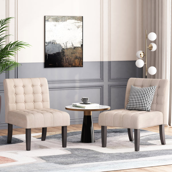 Gdf Studio Mulligan Contemporary Fabric Tufted Slipper Chairs Set Of 2