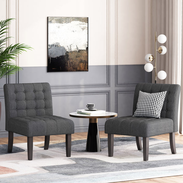 gdf studio Mulligan Contemporary Fabric Tufted Slipper Chairs Set of 2