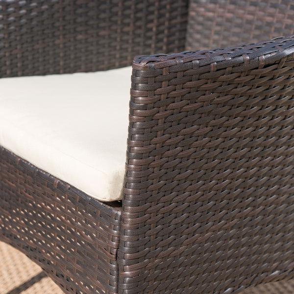 Gdf Studio Muriel Outdoor 7 Piece Wicker Dining Set With Light Weight Concrete Dining Table