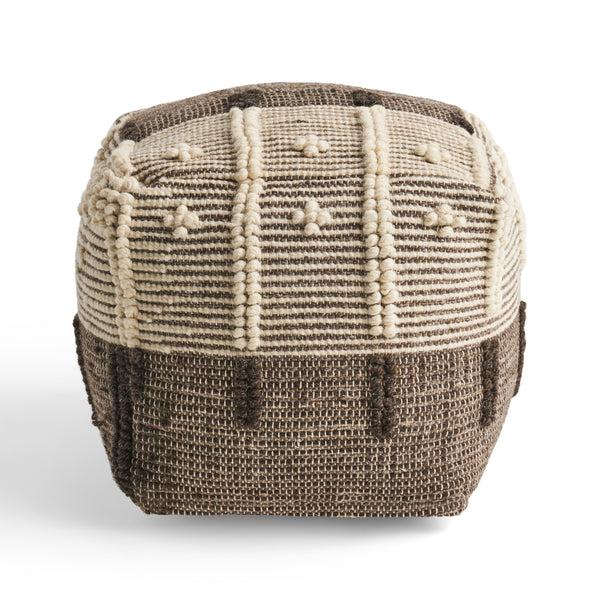 Gdf Studio Murphie Boho Wool And Cotton Ottoman Pouf