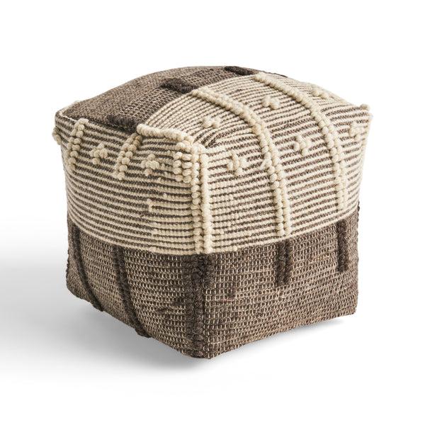 gdf studio Murphie Boho Wool and Cotton Ottoman Pouf