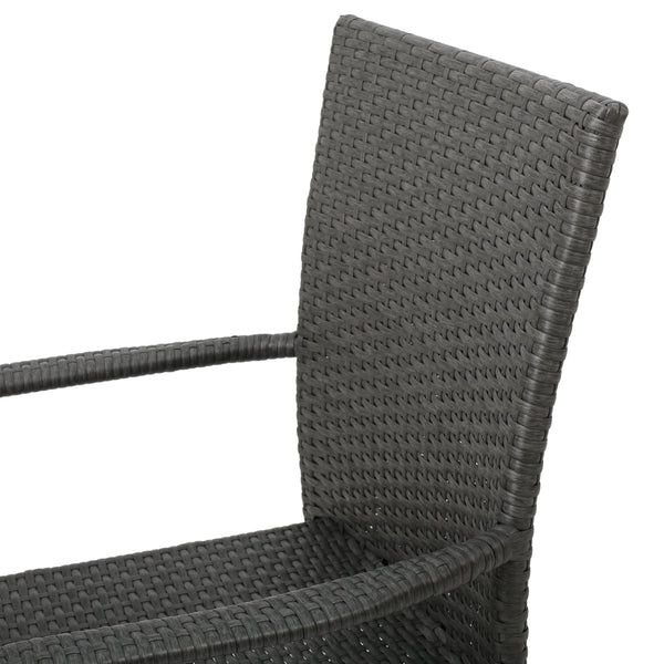 Gdf Studio Murphy Outdoor 5 Piece Wood And Wicker Dining Set Gray And Gray
