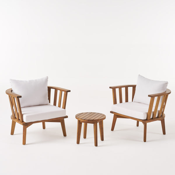 gdf studio Murray Outdoor Acacia Wood 2 Seater Club Chairs and Side Table Set