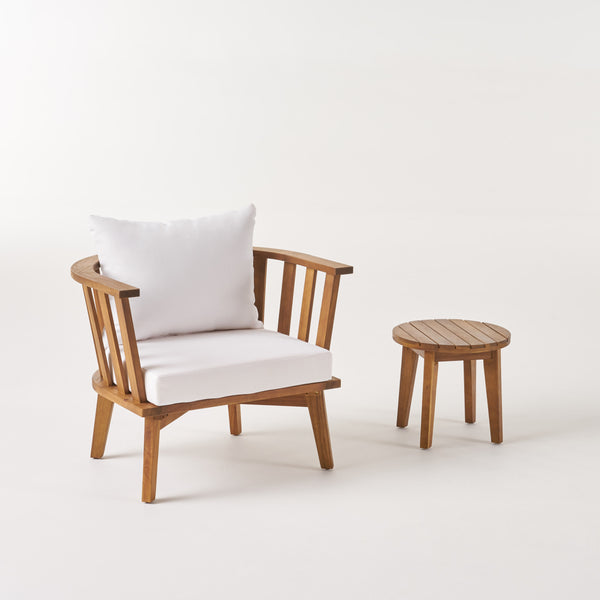 gdf studio Murray Outdoor Acacia Wood Club Chair and Side Table Set