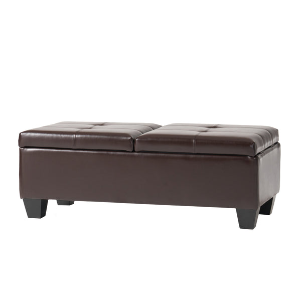 gdf studio Murray Rectangle Double Flip Leather Storage Ottoman Coffee Table