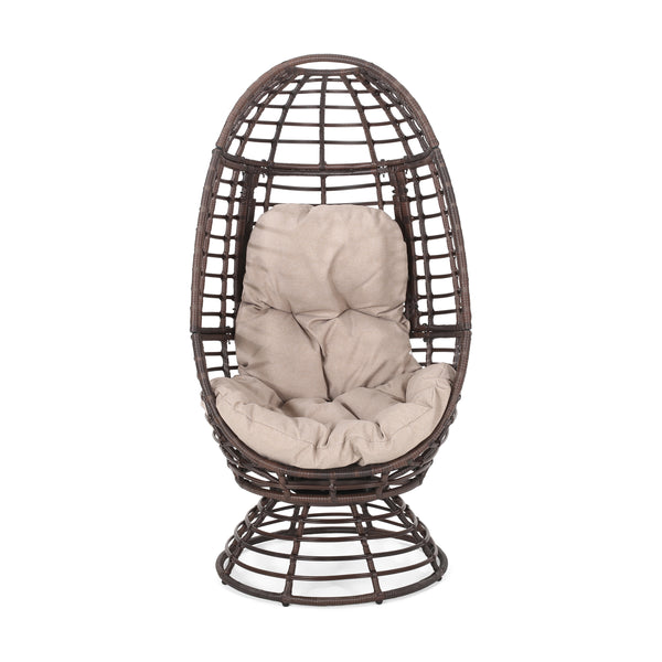 gdf studio Mylen Outdoor Freestanding Wicker Swivel Egg Chair