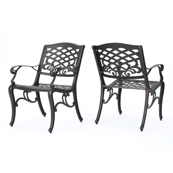 gdf studio Myrtle Beach Outdoor Patina Copper Finished Aluminum Dining Chairs (Set of 2)